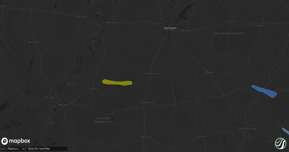 Hail map in Hazlehurst, MS on June 18, 2023