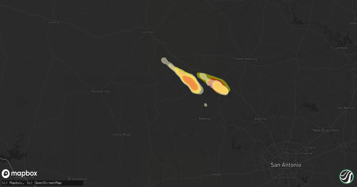 Hail map in Hunt, TX on June 18, 2023