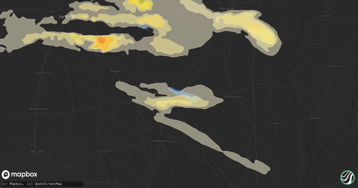 Hail map in Laurel, MS on June 18, 2023