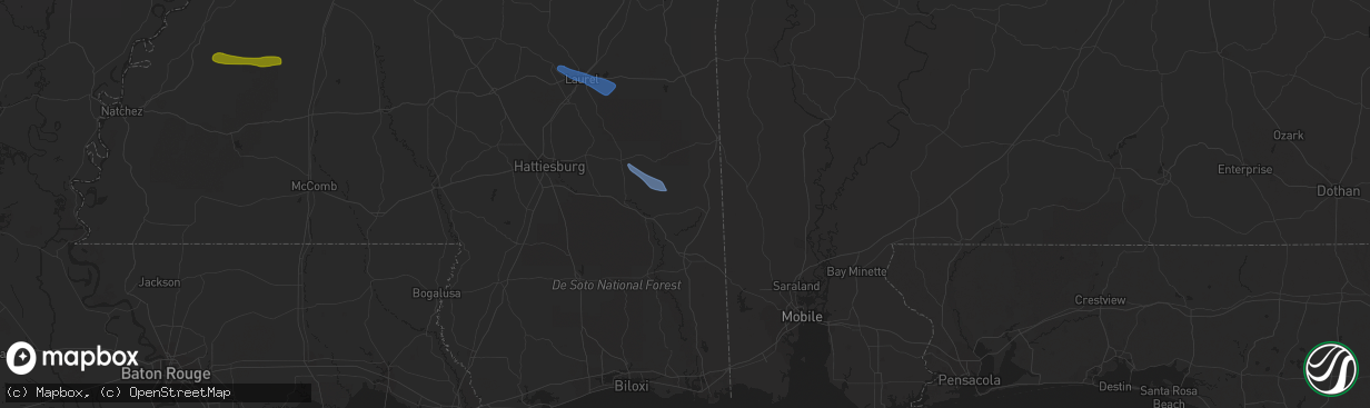 Hail map in Leakesville, MS on June 18, 2023