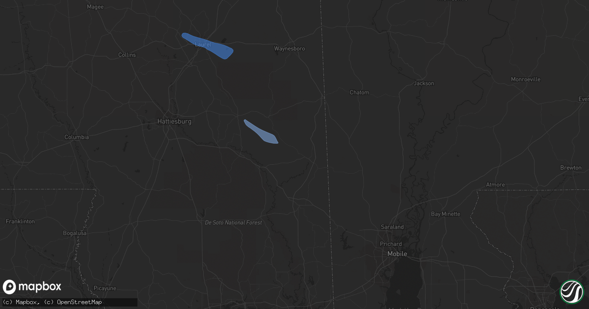 Hail map in Leakesville, MS on June 18, 2023