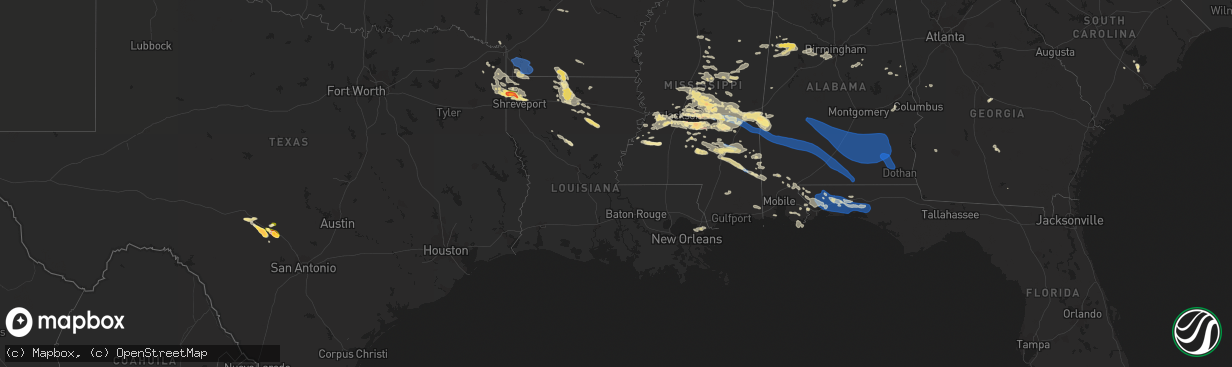 Hail map in Louisiana on June 18, 2023