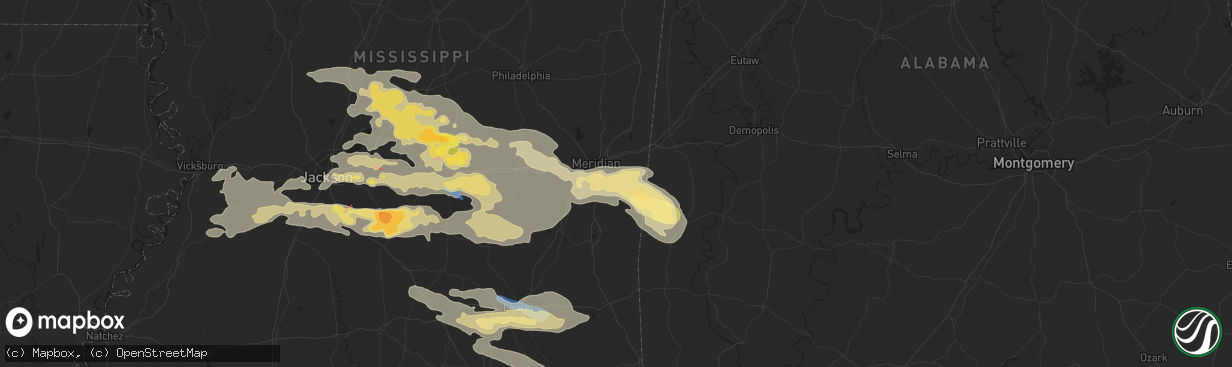 Hail map in Meridian, MS on June 18, 2023