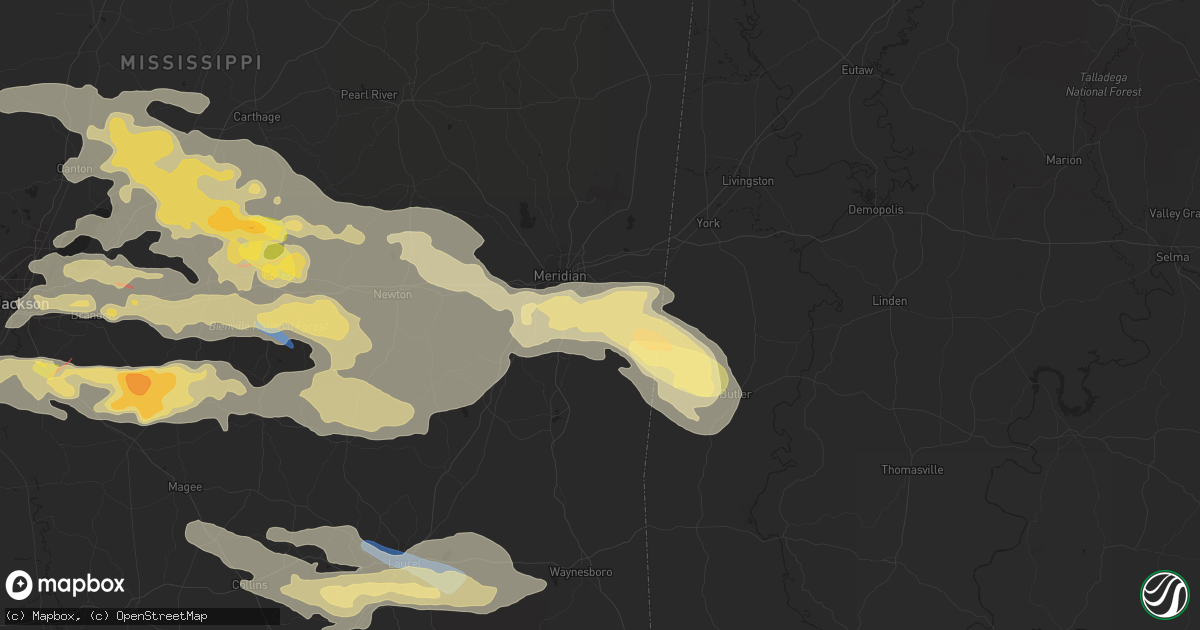 Hail map in Meridian, MS on June 18, 2023