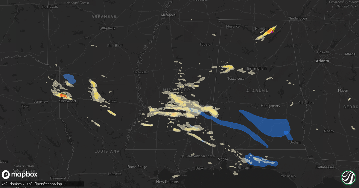 Hail map in Mississippi on June 18, 2023