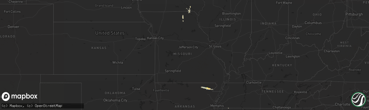 Hail map in Missouri on June 18, 2023