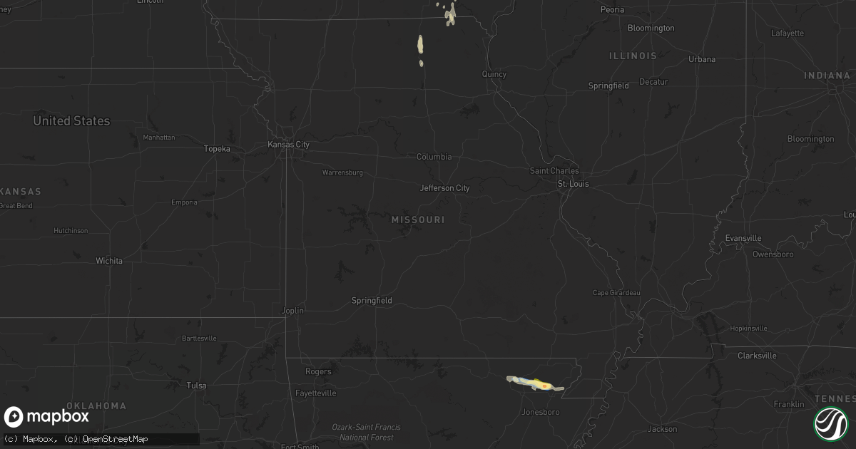Hail map in Missouri on June 18, 2023