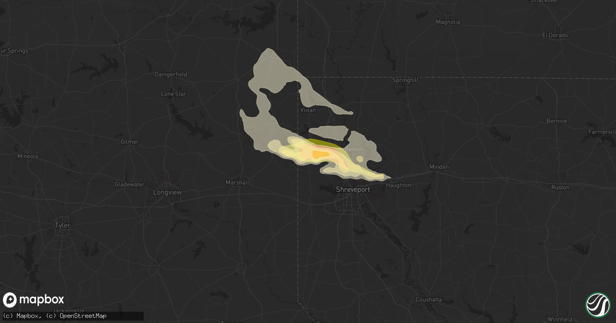 Hail map in Mooringsport, LA on June 18, 2023