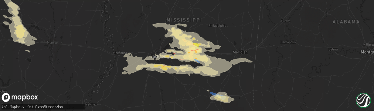 Hail map in Morton, MS on June 18, 2023