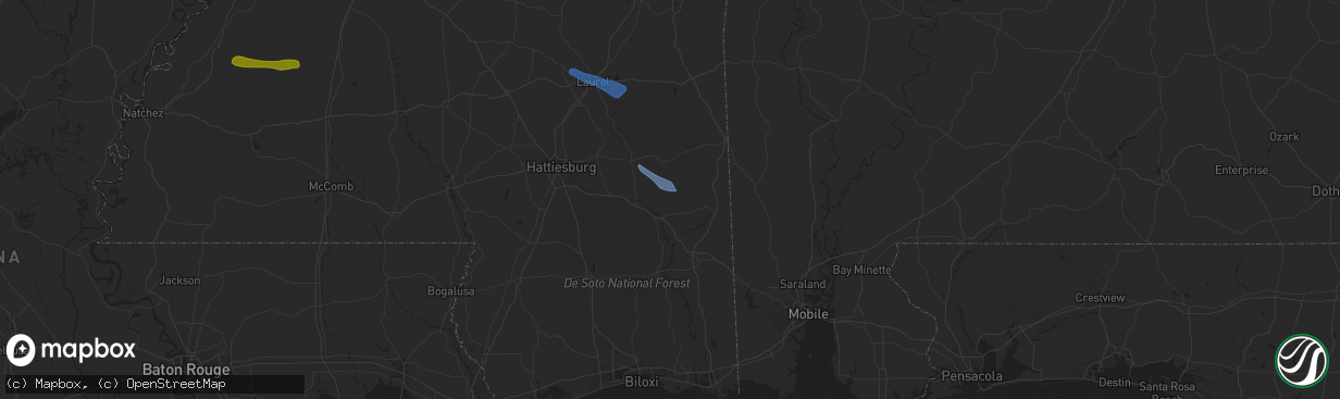 Hail map in Neely, MS on June 18, 2023