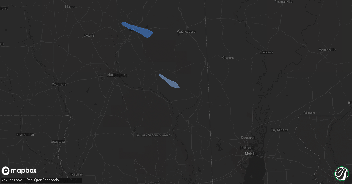 Hail map in Neely, MS on June 18, 2023