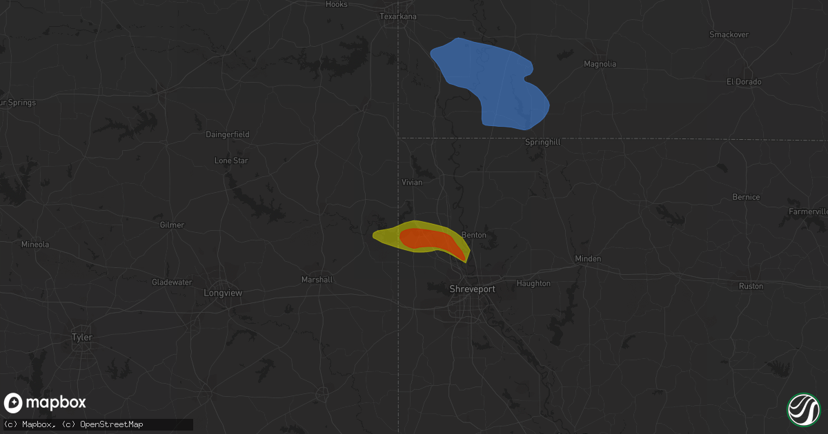 Hail map in Oil City, LA on June 18, 2023