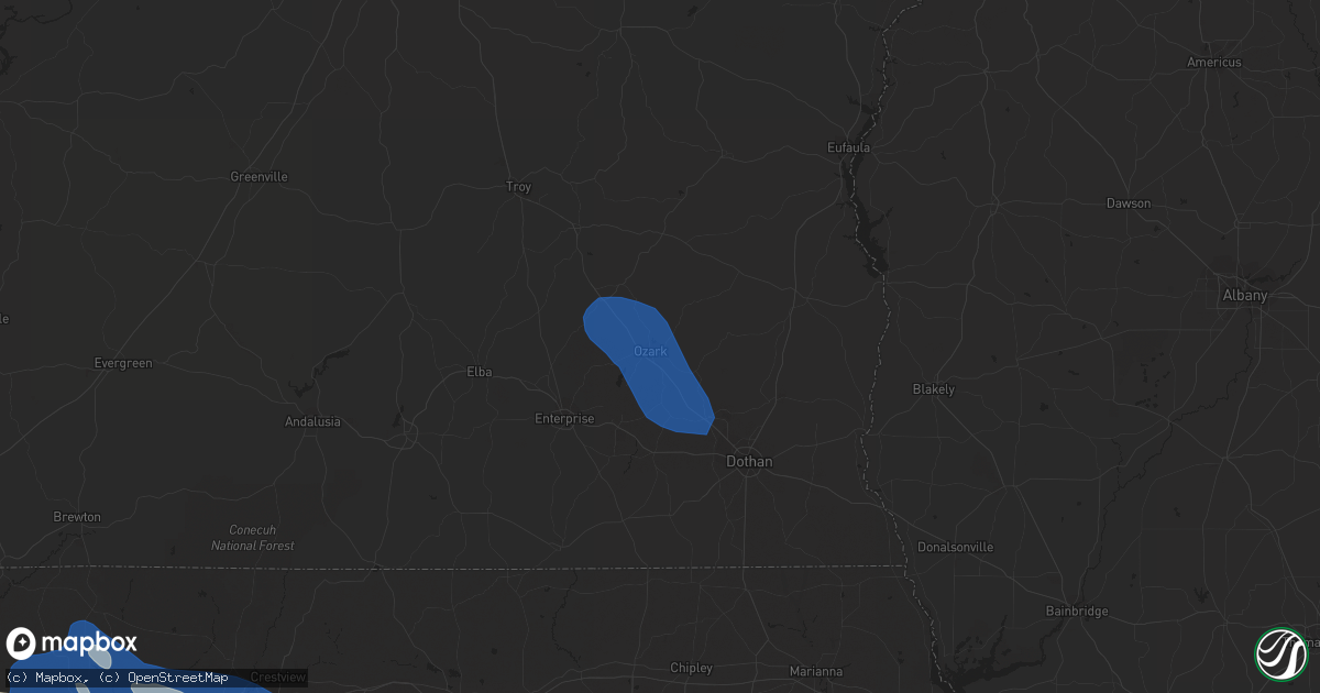 Hail map in Ozark, AL on June 18, 2023