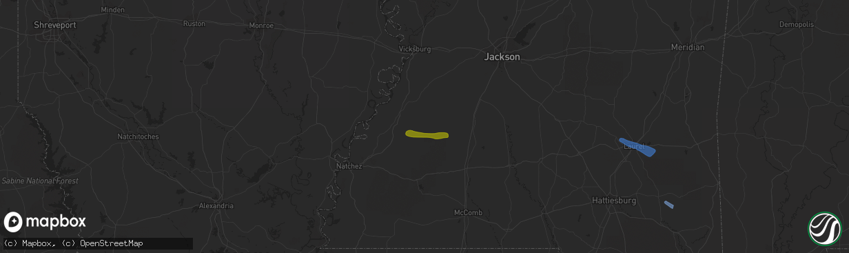 Hail map in Pattison, MS on June 18, 2023