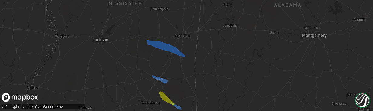 Hail map in Quitman, MS on June 18, 2023