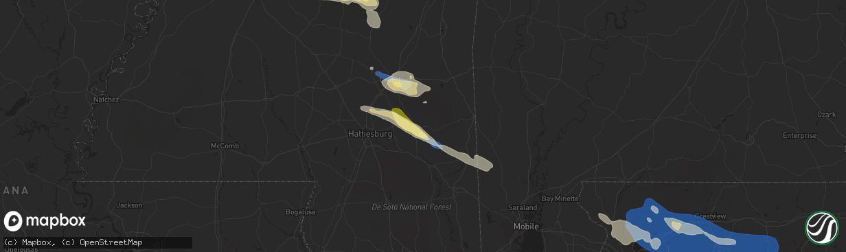 Hail map in Richton, MS on June 18, 2023