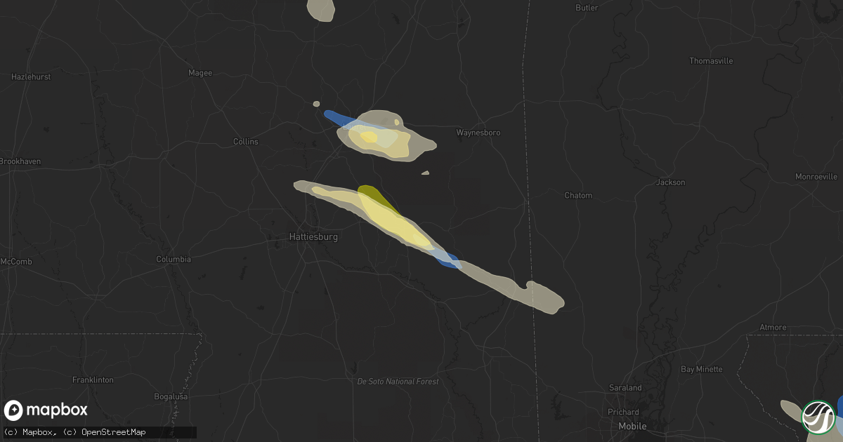 Hail map in Richton, MS on June 18, 2023