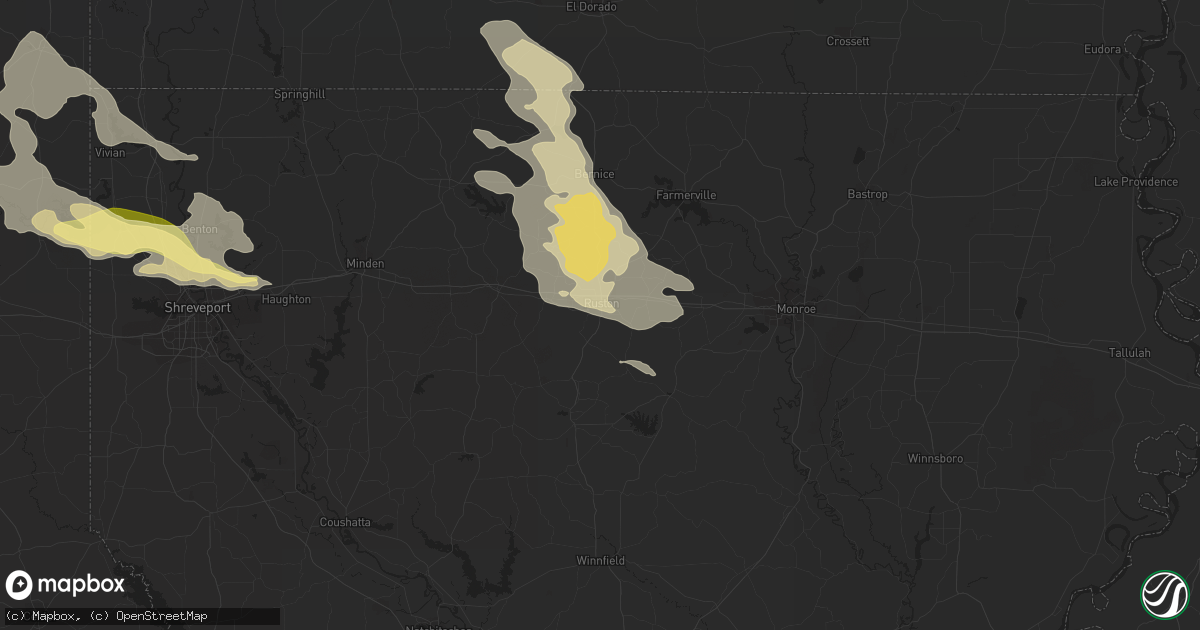 Hail map in Ruston, LA on June 18, 2023