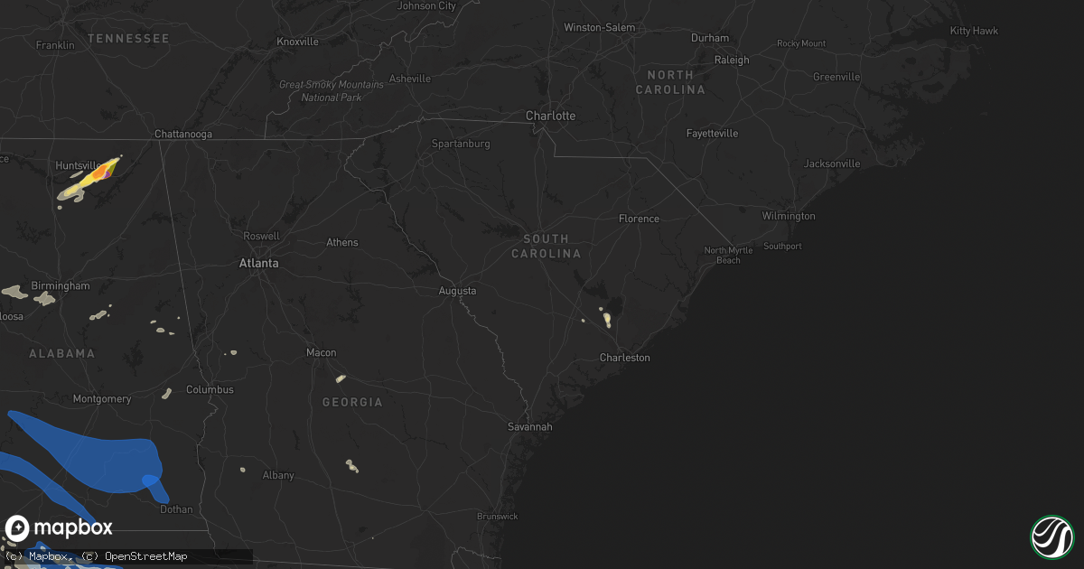 Hail map in South Carolina on June 18, 2023
