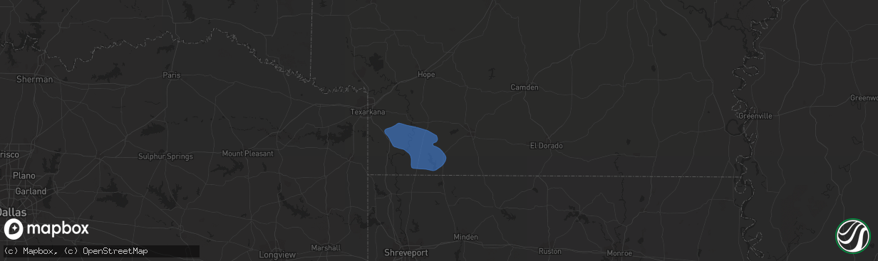 Hail map in Stamps, AR on June 18, 2023