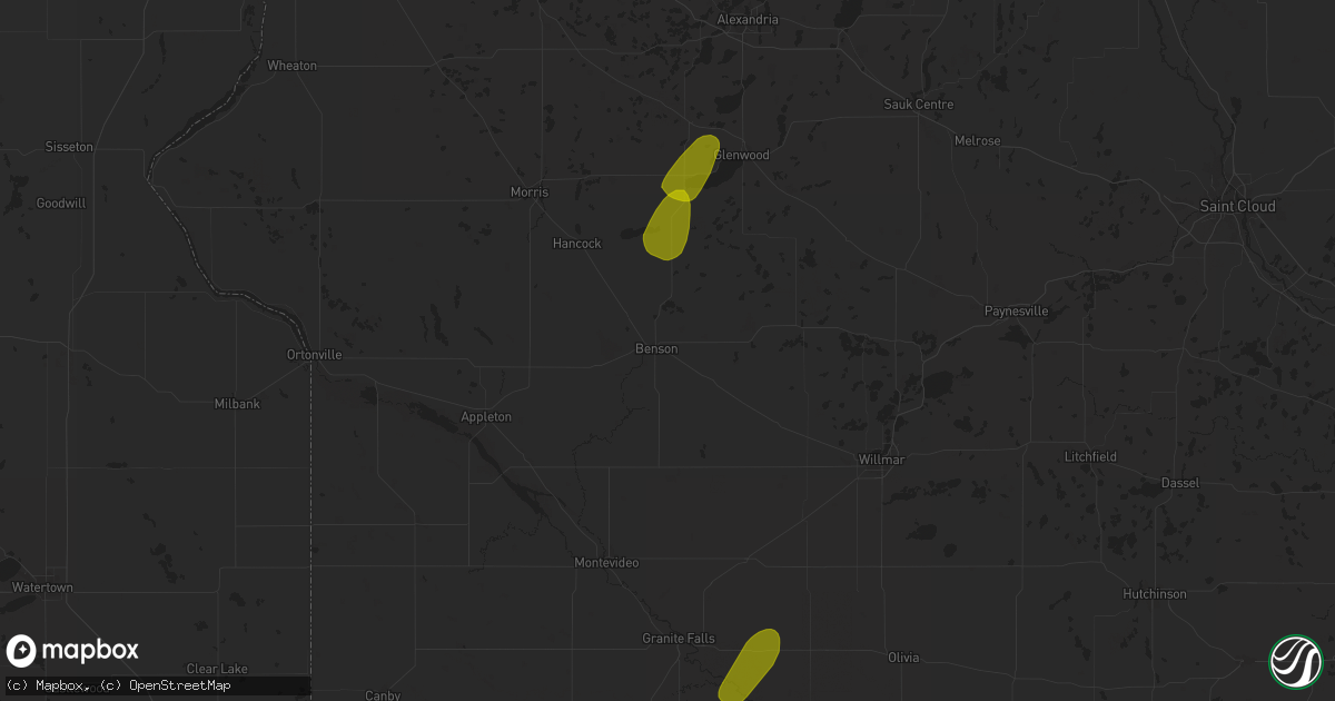 Hail map in Benson, MN on June 18, 2024