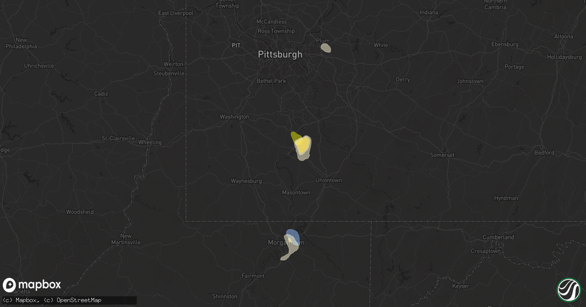 Hail map in Brownsville, PA on June 18, 2024