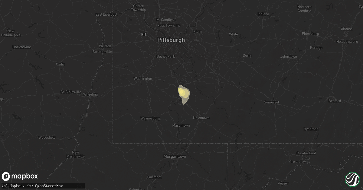 Hail map in California, PA on June 18, 2024