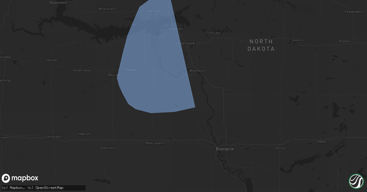 Hail map in Center, ND on June 18, 2024