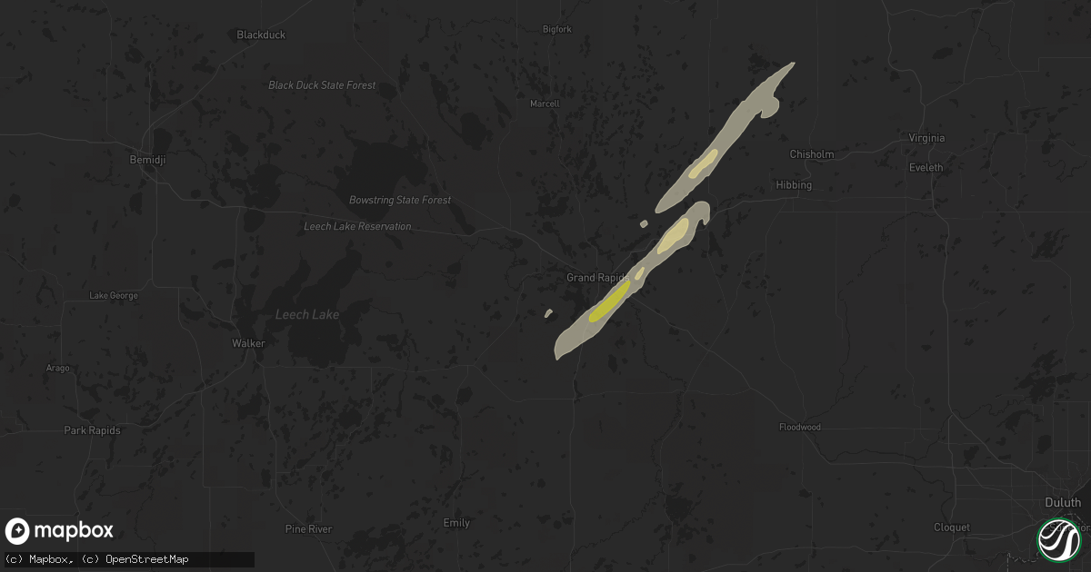 Hail map in Cohasset, MN on June 18, 2024