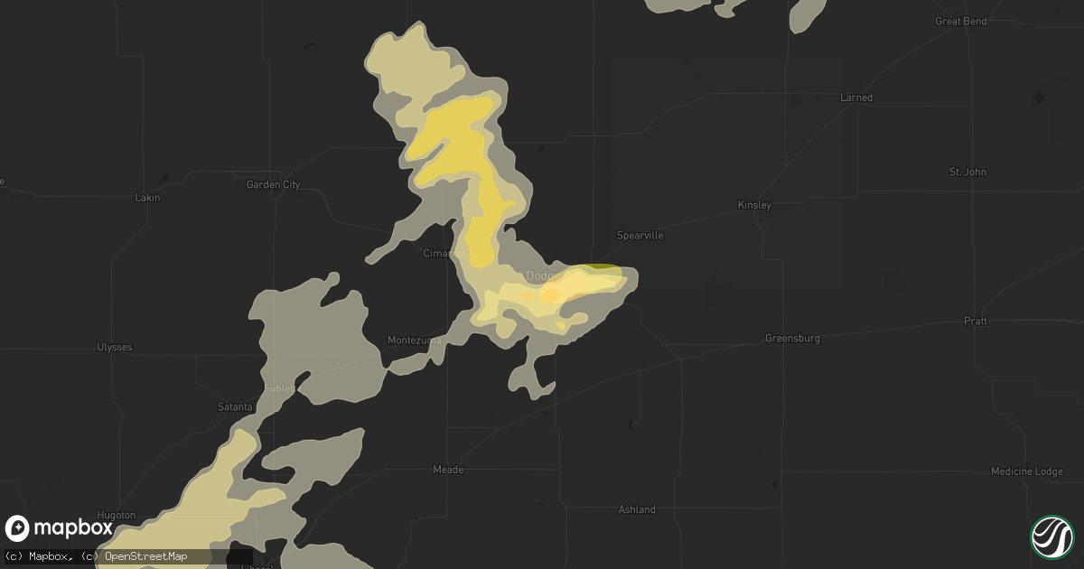 Hail map in Dodge City, KS on June 18, 2024