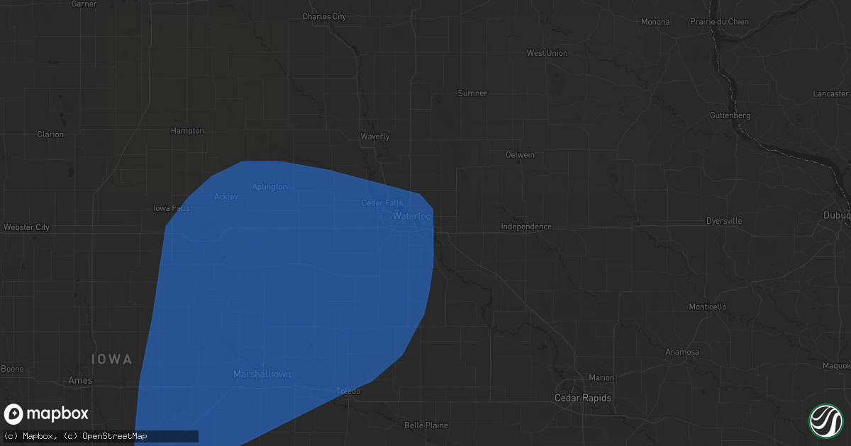 Hail map in Evansdale, IA on June 18, 2024