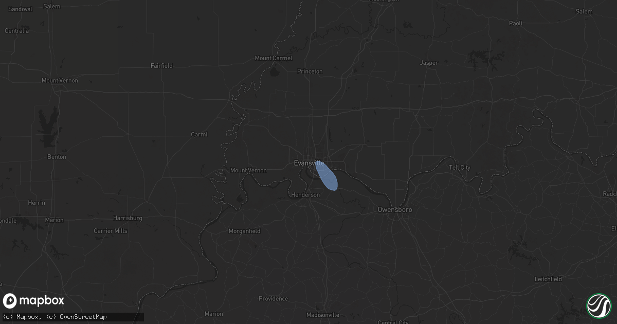 Hail map in Evansville, IN on June 18, 2024
