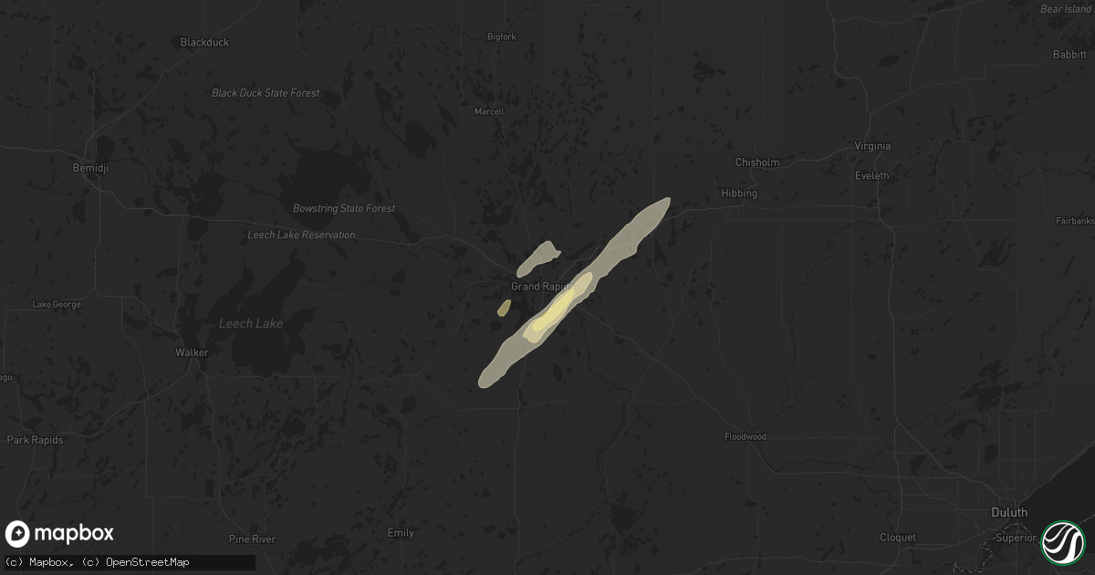 Hail map in Grand Rapids, MN on June 18, 2024