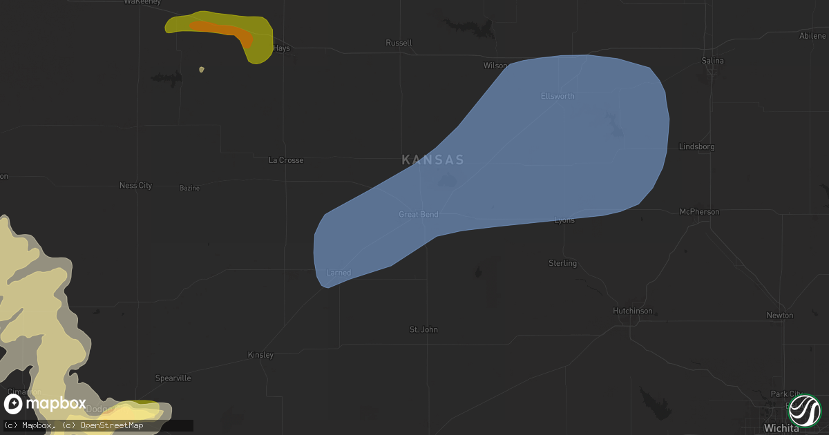 Hail map in Great Bend, KS on June 18, 2024