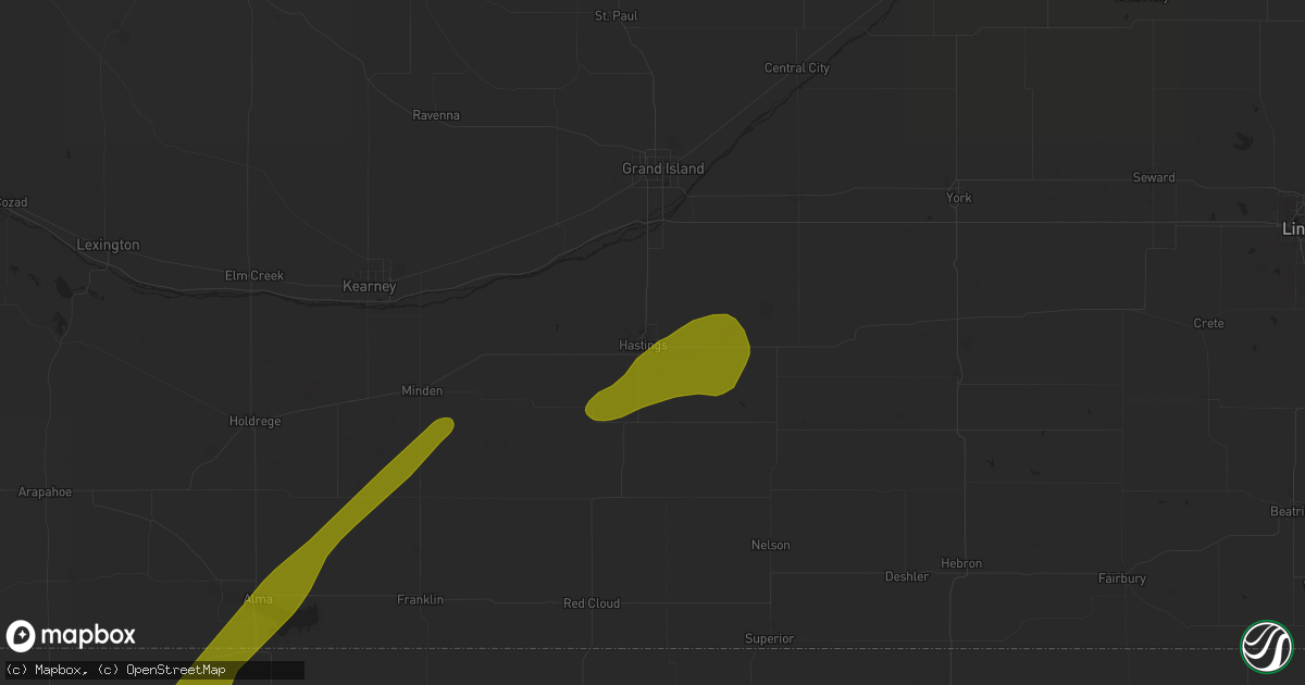 Hail map in Hastings, NE on June 18, 2024