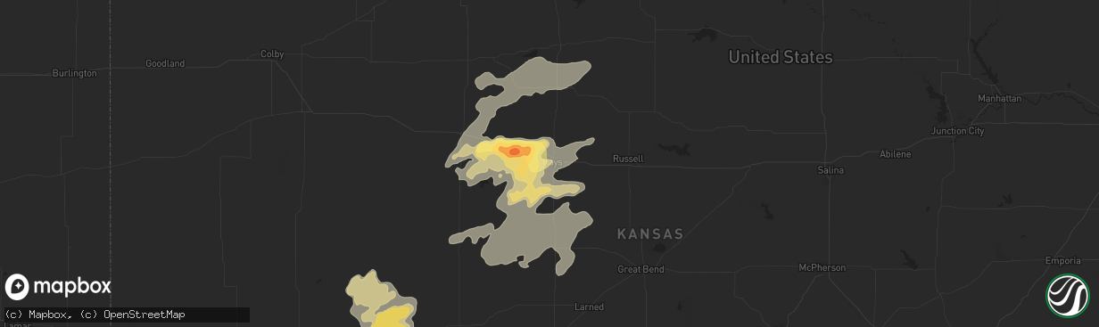 Hail map in Hays, KS on June 18, 2024