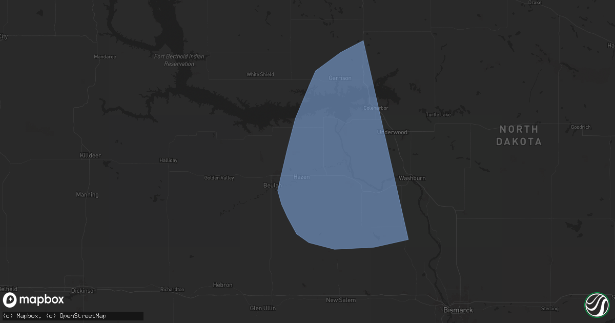 Hail map in Hazen, ND on June 18, 2024