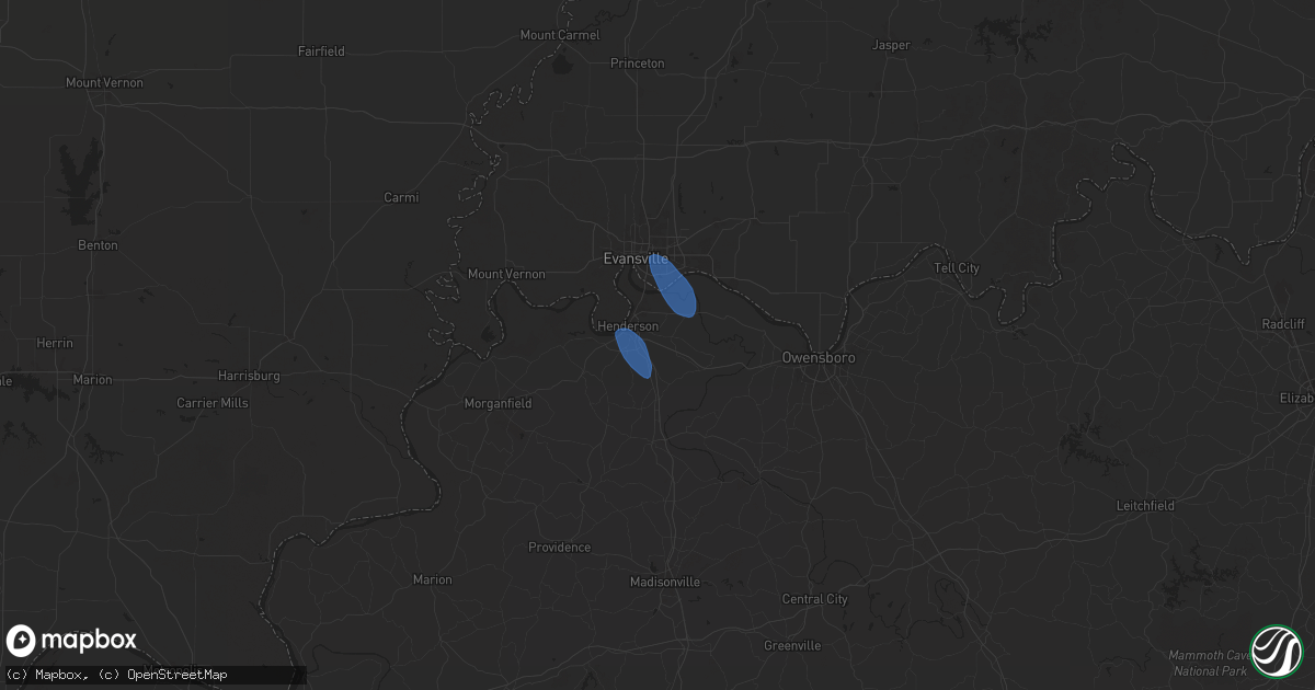 Hail map in Henderson, KY on June 18, 2024