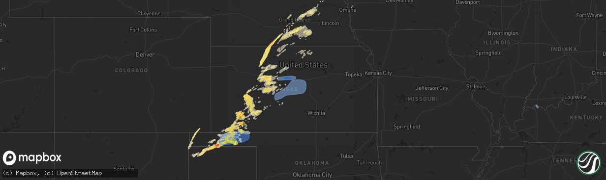 Hail map in Kansas on June 18, 2024