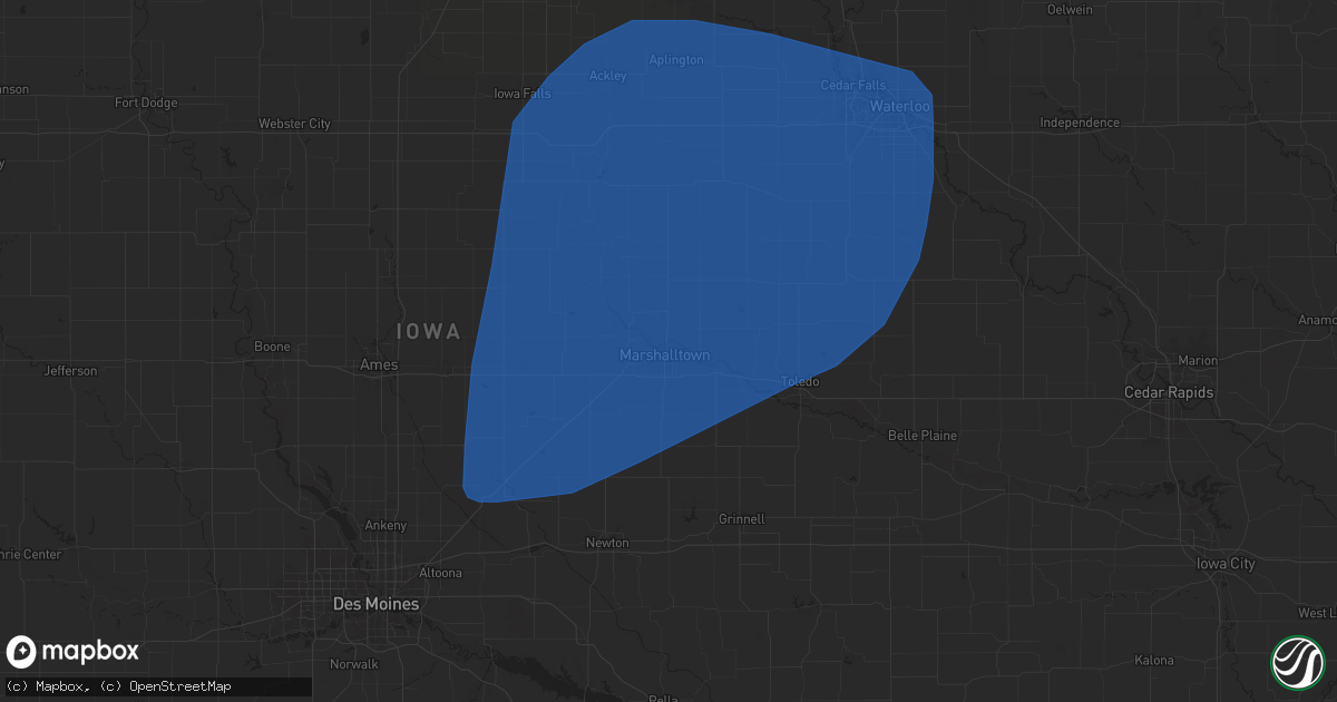 Hail map in Marshalltown, IA on June 18, 2024