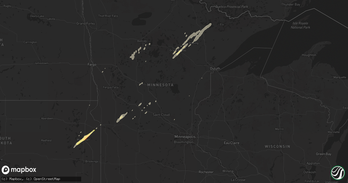 Hail map in Minnesota on June 18, 2024