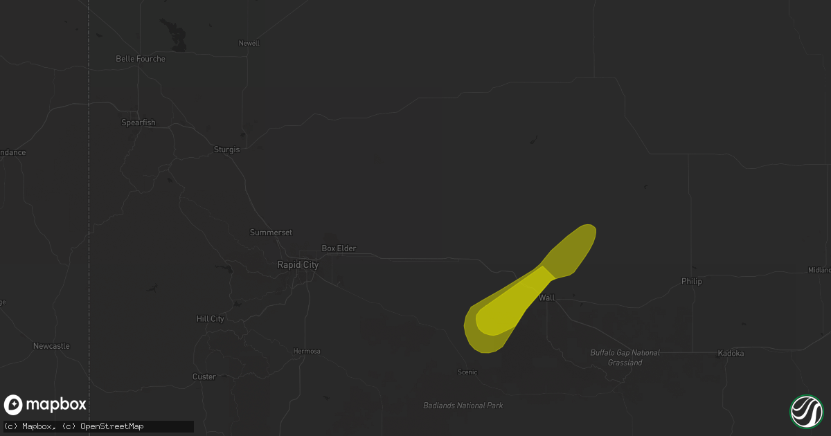 Hail map in New Underwood, SD on June 18, 2024