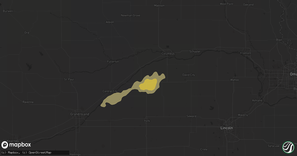 Hail map in Osceola, NE on June 18, 2024