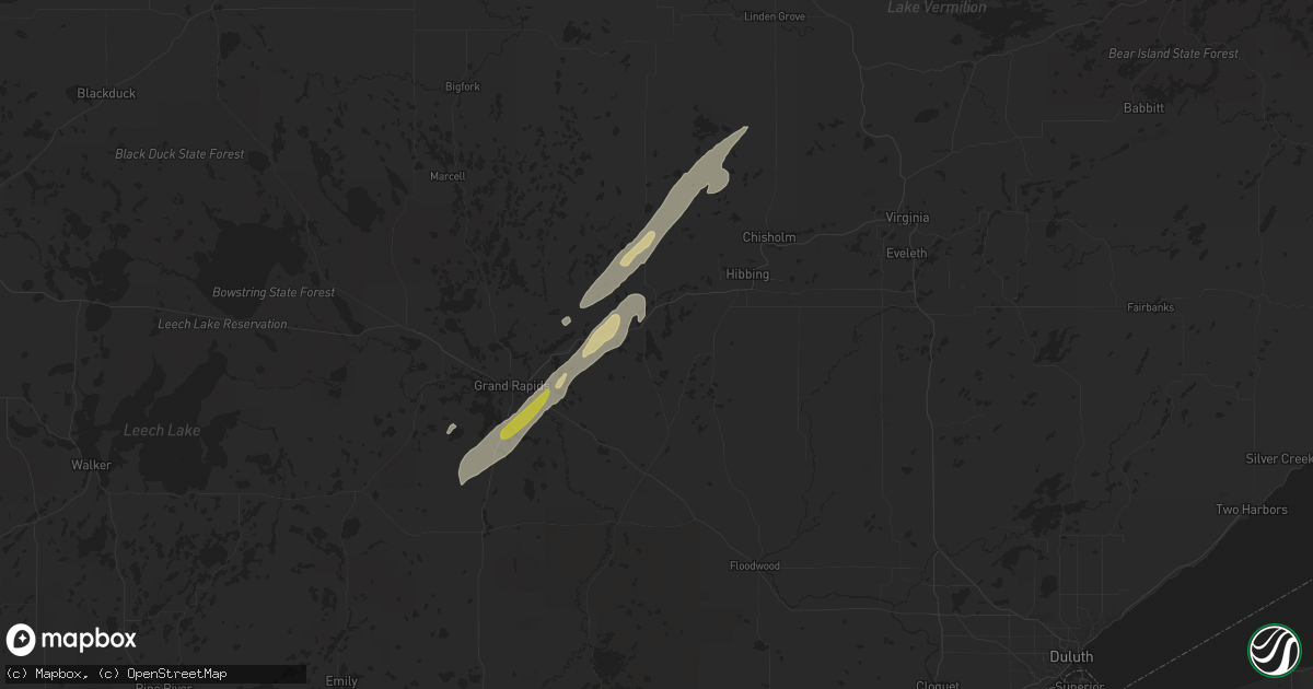 Hail map in Pengilly, MN on June 18, 2024