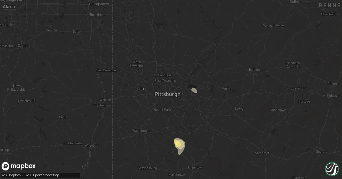 Hail map in Pittsburgh, PA on June 18, 2024