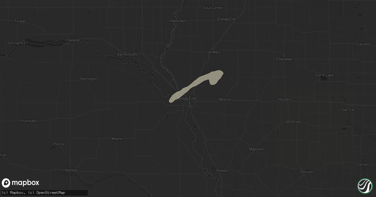 Hail map in Sioux City, IA on June 18, 2024