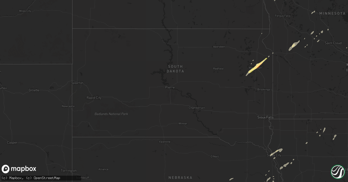 Hail map in South Dakota on June 18, 2024