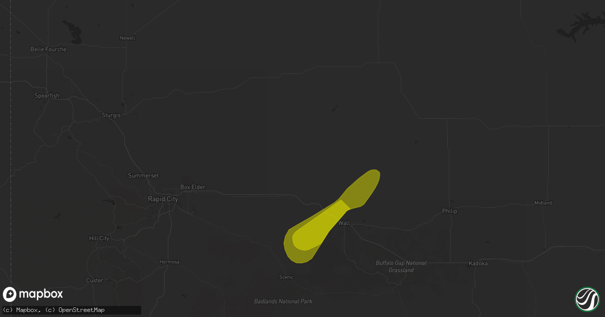 Hail map in Wasta, SD on June 18, 2024