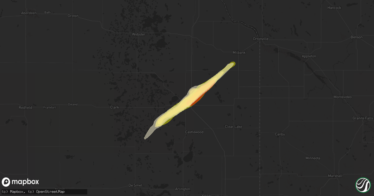 Hail map in Watertown, SD on June 18, 2024
