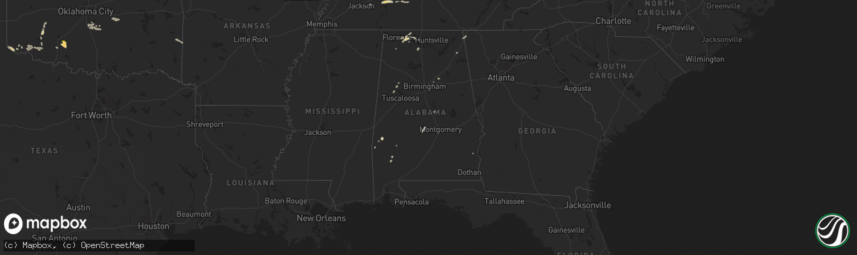 Hail map in Alabama on June 18, 2025